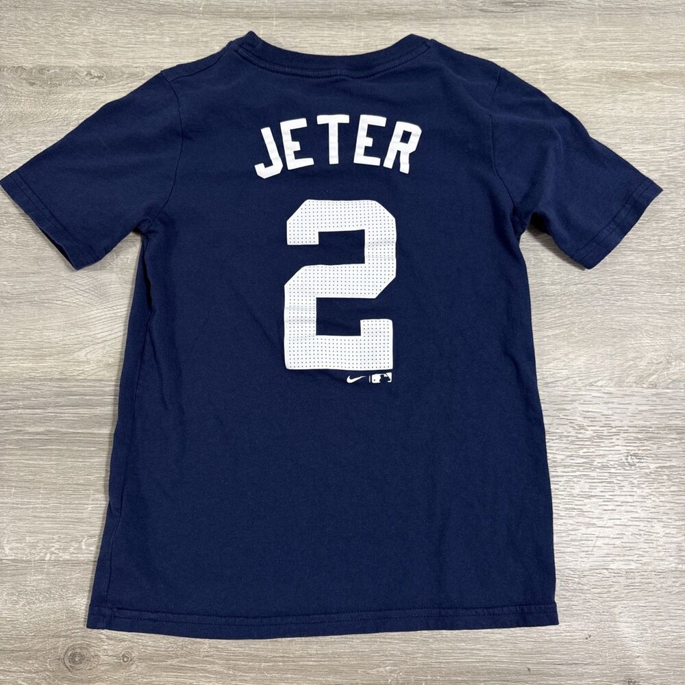 Derek Jeter Shirt New York Yankees Nike Youth Small Size 8 Blue The Captain MLB